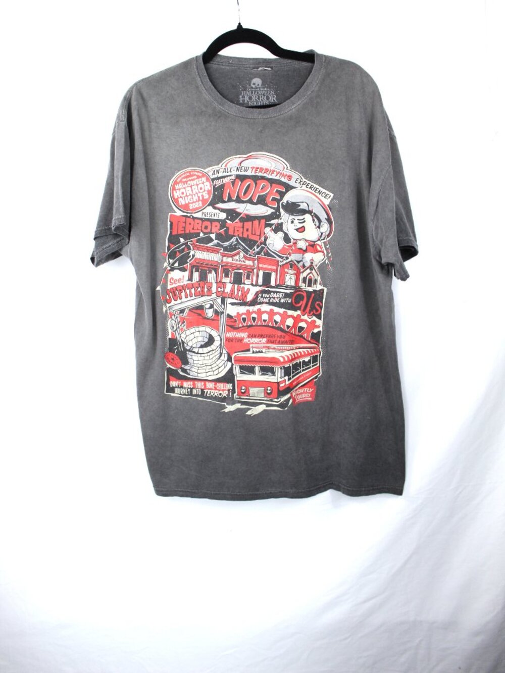 UNIVERSAL STUDIOS HALLOWEEN HORROR NIGHTS 2022 NOPE GRAY MEN'S T-SHIRT SIZE XL